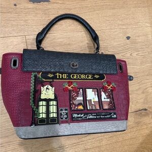 The George Embellished Satchel Bag in Burgundy, Black and Gray
